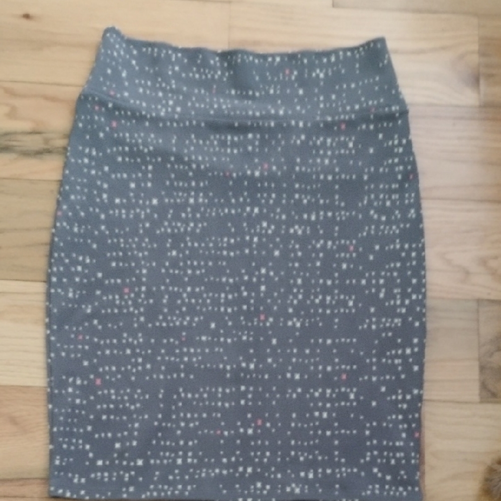 LuLaRoe Gray and Pink Patterned Pencil Skirt